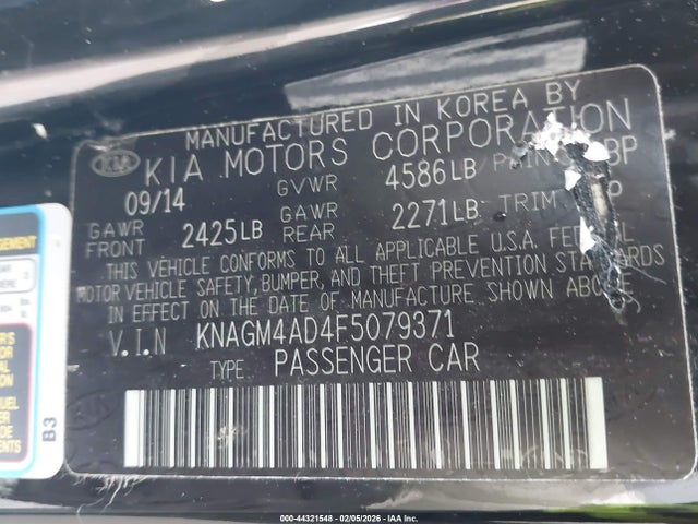 KIA OPTIMA HYBRID 2015 KNAGM4AD4F5079371 Image 9
