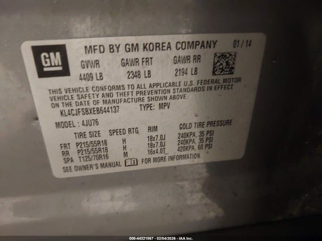 Продаж на аукціоні авто 2014 Buick Encore Convenience, vin: KL4CJFSBXEB644137, номер лоту: 44321567