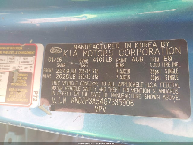 KIA SOUL + 2016 KNDJP3A54G7335906 Image 9