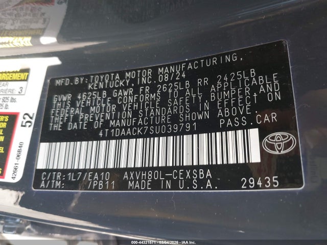 Toyota CAMRY SE 2025 4T1DAACK7SU039791 Image 9
