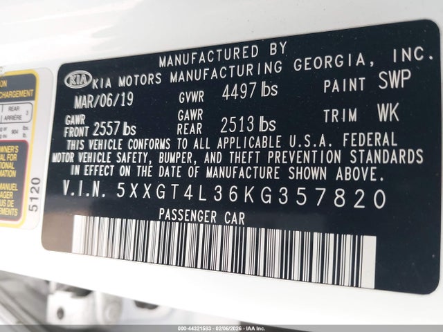 KIA Optima Lx 2019 5XXGT4L36KG357820 Image 9