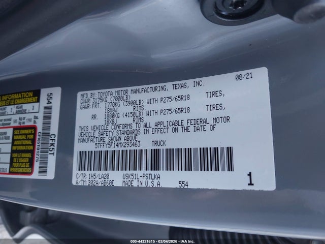 5TFFY5F14MX293463 Toyota Tundra Limited
