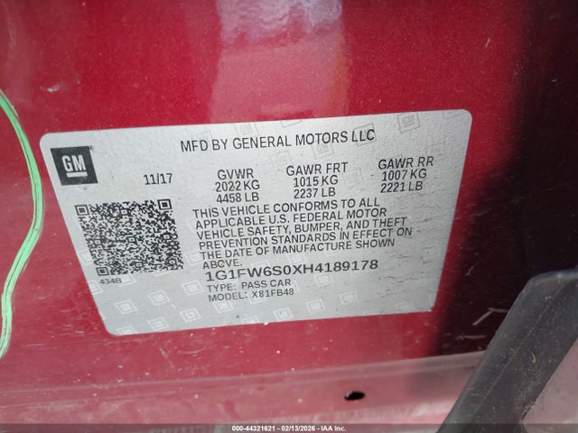 1G1FW6S0XH4189178 Chevrolet BOLT EV LT