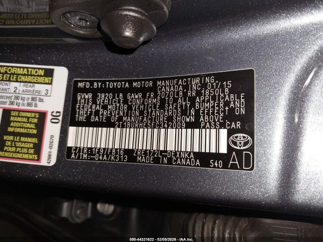 Toyota COROLLA LE 2015 2T1BURHE5FC342009 Image 9