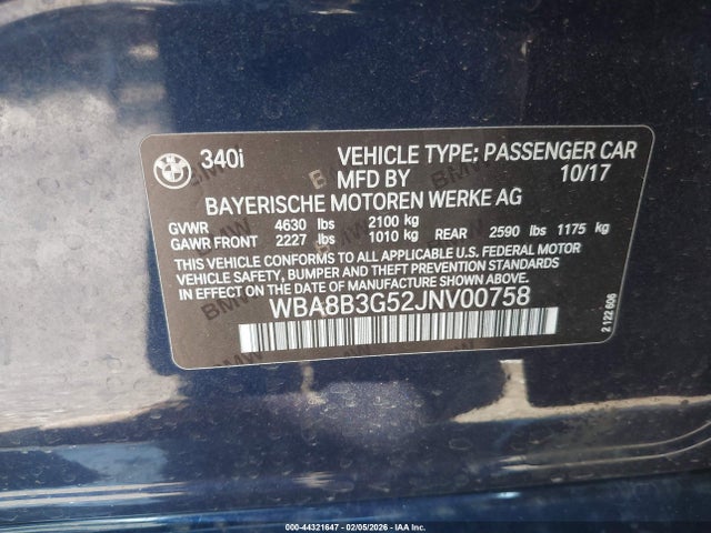 BMW 340i 2018 WBA8B3G52JNV00758 Image 9