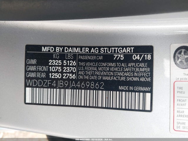 Aukcja sprzedaży 2018 Mercedes-benz E 300, vin: WDDZF4JB9JA469862, numer aukcji: 44321669