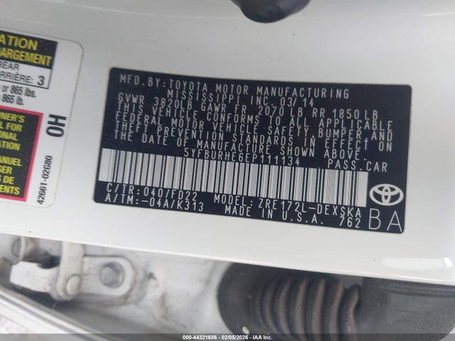 Toyota Corolla S Plus 2014 5YFBURHE6EP111134 Image 9
