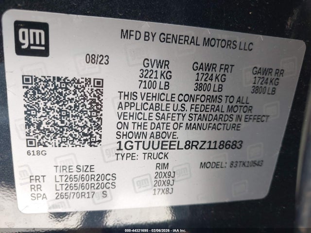 1GTUUEEL8RZ118683 GMC Sierra 1500 At4