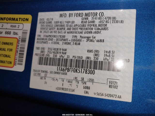 Ford Mustang Gt Premium 2019 1FA6P8CF0K5178300 Image 9
