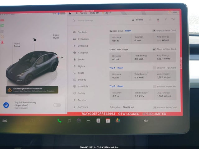 Aukcja sprzedaży 2023 Tesla Model Y Performance Dual Motor All-wheel Drive, vin: 7SAYGDEF2PF842663, numer aukcji: 44321721