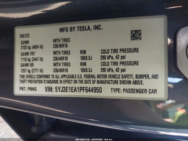 2023 TESLA MODEL 3 5YJ3E1EA1PF644950 Photo 8
