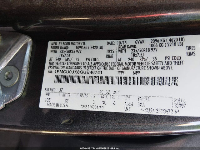 1FMCU0JX8GUB46741 Ford Escape Titanium