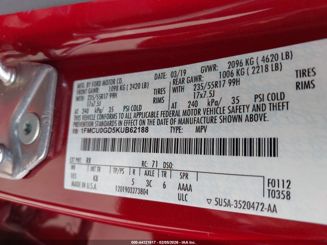 Ford ESCAPE SE 2019 1FMCU0GD5KUB62188 Image 9