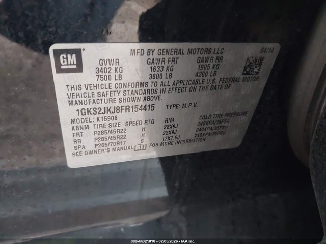 1GKS2JKJ8FR154415 GMC Yukon Xl 1500 Denali