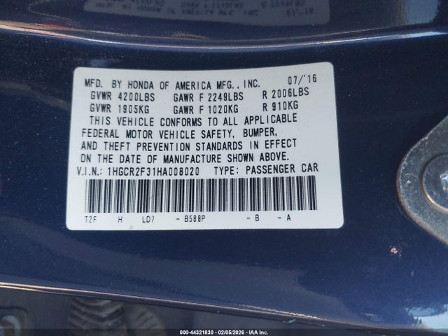 1HGCR2F31HA008020 Honda ACCORD LX