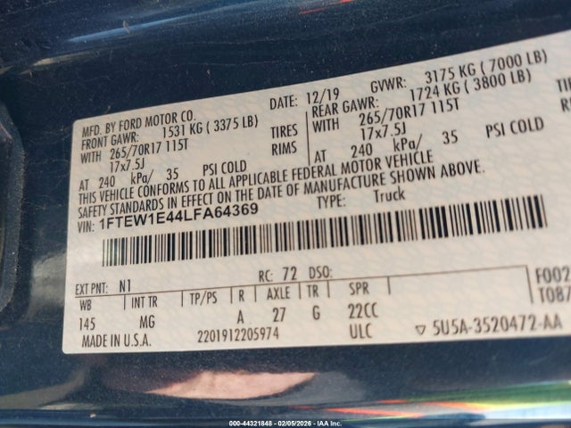 Ford F-150 Xlt 2020 1FTEW1E44LFA64369 Image 9