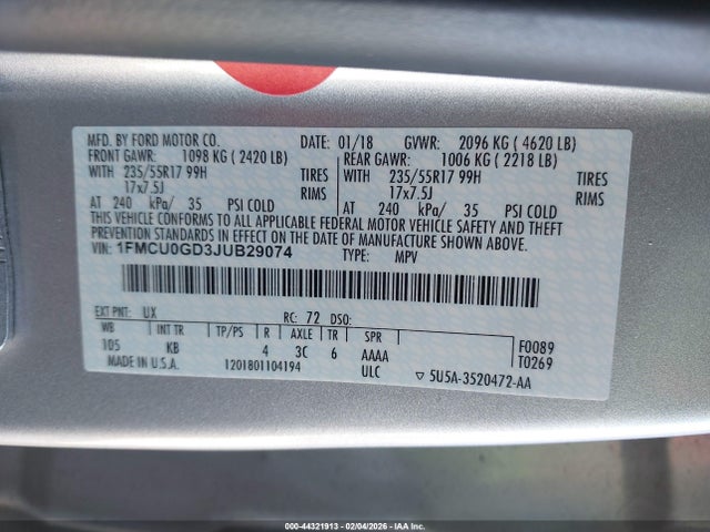 Ford ESCAPE SE 2018 1FMCU0GD3JUB29074 Image 9