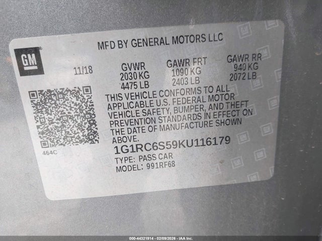 1G1RC6S59KU116179 Chevrolet VOLT LT