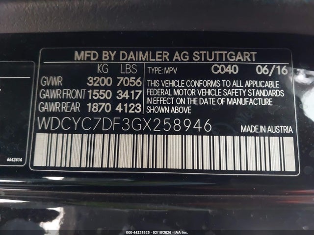 Aukcja sprzedaży 2016 Mercedes-benz Amg G 63 4matic, vin: WDCYC7DF3GX258946, numer aukcji: 44321925