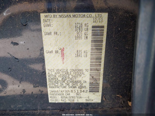 1N4AB7AP3EN851342 Nissan SENTRA SV