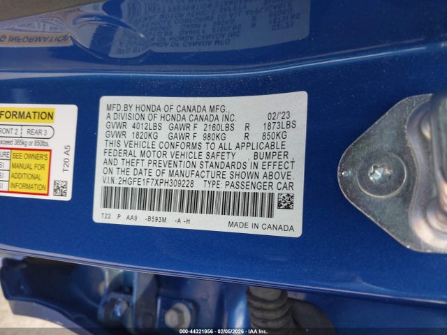 2023 HONDA CIVIC 2HGFE1F7XPH309228 Photo 8