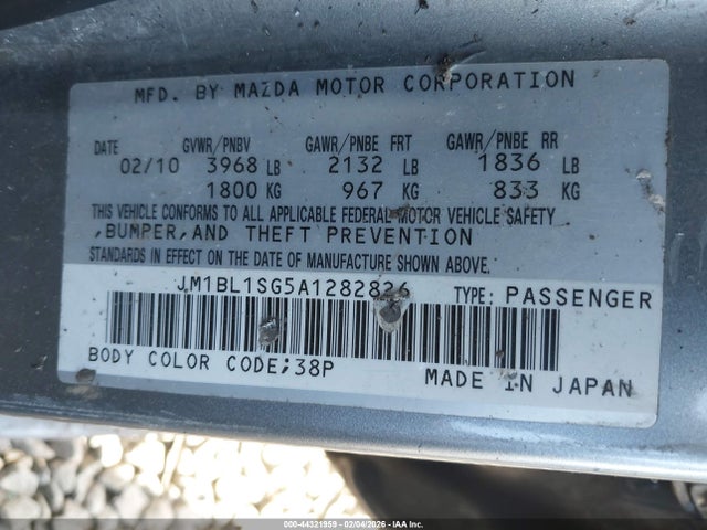 44321959 :رقم المزاد ، JM1BL1SG5A1282826 vin ، 2010 Mazda Mazda3 I Touring مزاد بيع