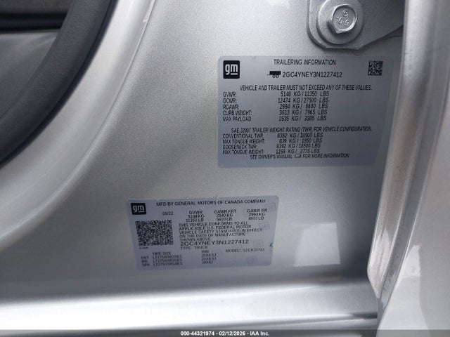 2GC4YNEY3N1227412 Chevrolet Silverado 2500hd 4wd Standard Bed Lt