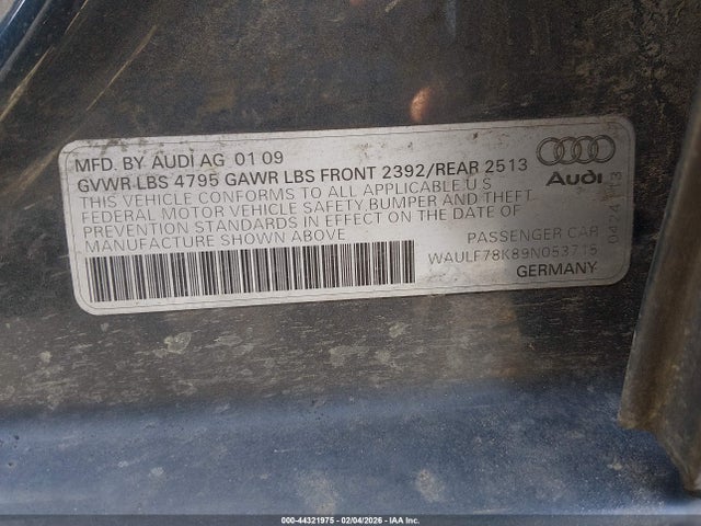 2009 AUDI A4 WAULF78K89N053715 Photo 8
