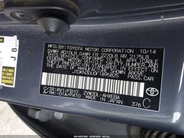 Toyota Prius Two 2015 JTDKN3DU0F1895825 Image 9