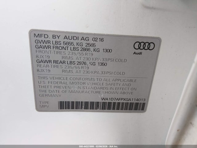 WA1D7AFPXGA114013 Audi Q5 3.0t Premium Plus