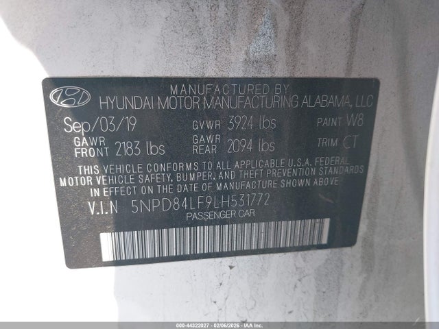 5NPD84LF9LH531772 Hyundai ELANTRA SEL