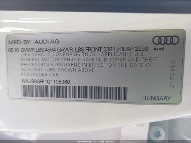 2016 AUDI A3 WAUB8GFF1G1108960 Photo 8