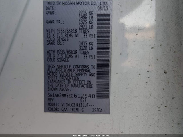 Nissan Pathfinder Sl 2014 5N1AR2MM5EC612540 Image 9