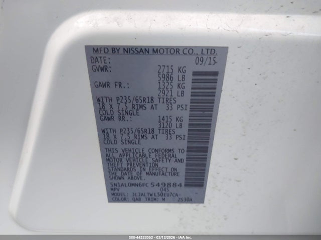 5N1AL0MN6FC549884 Infiniti QX60