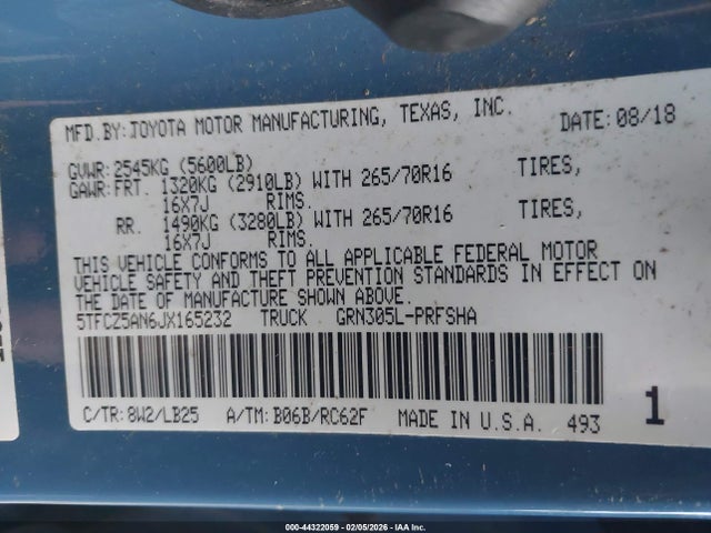 5TFCZ5AN6JX165232 Toyota Tacoma Trd Pro
