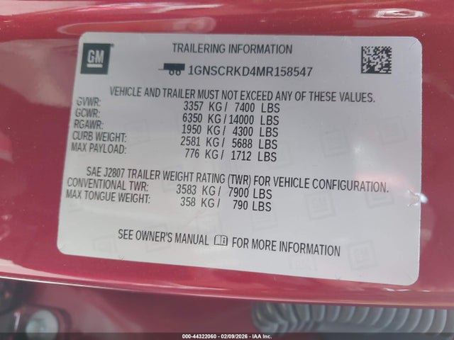 1GNSCRKD4MR158547 Chevrolet Tahoe 2wd Rst