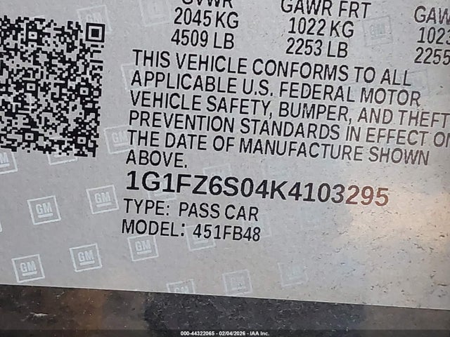 1G1FZ6S04K4103295 Chevrolet Bolt Ev Premier