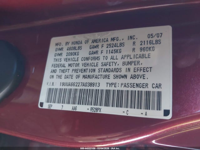 2007 ACURA TL 19UUA66227A038913 Photo 8