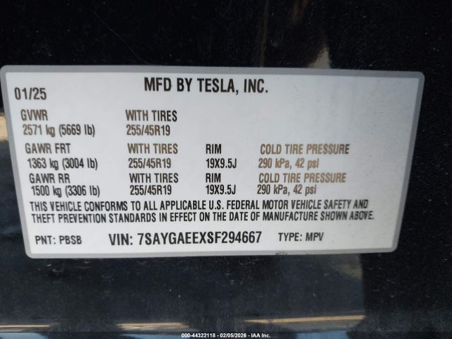 2025 TESLA MODEL Y 7SAYGAEEXSF294667 Photo 8