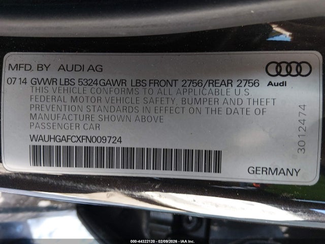 WAUHGAFCXFN009724 Audi A6 3.0t Premium Plus