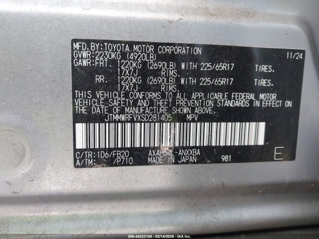 JTMMWRFVXSD281405 Toyota Rav4 Hybrid Le