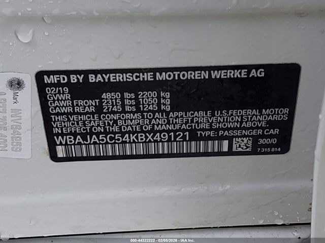 WBAJA5C54KBX49121 BMW 530I