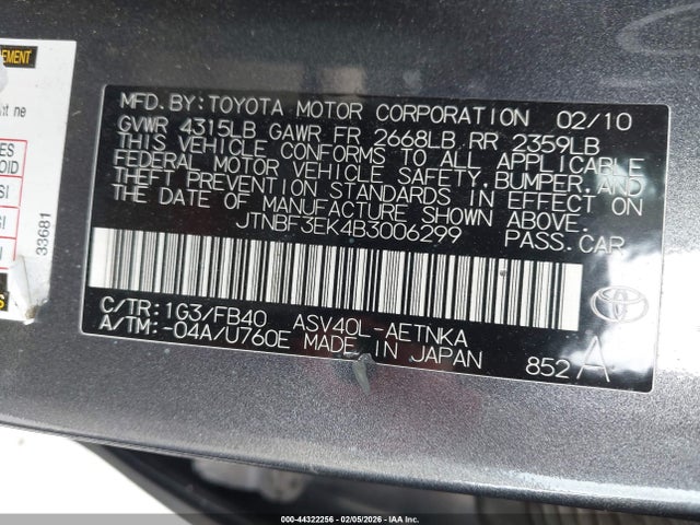 2011 TOYOTA CAMRY JTNBF3EK4B3006299 Photo 8