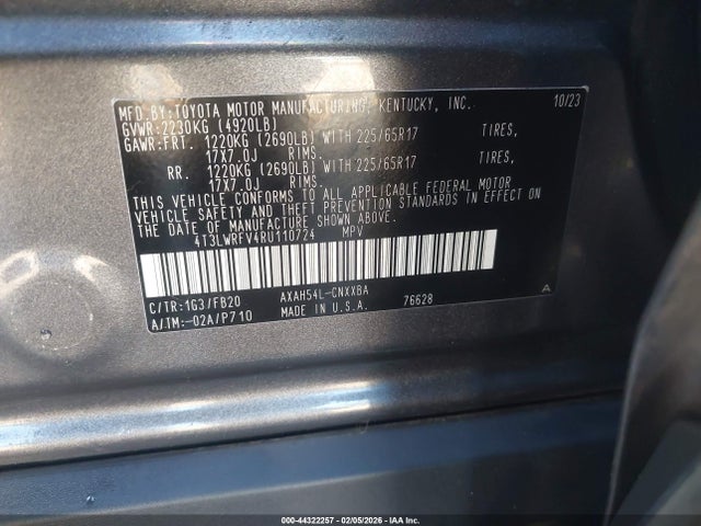 4T3LWRFV4RU110724 Toyota Rav4 Hybrid Le