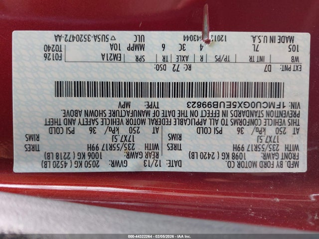 1FMCU0GX5EUB99823 Ford ESCAPE SE