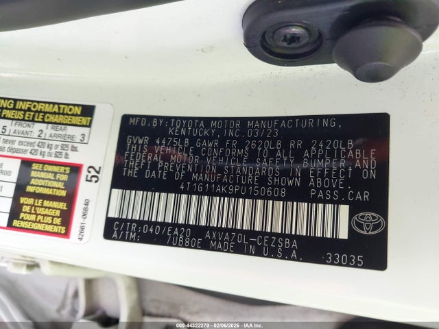 4T1G11AK9PU150608 Toyota CAMRY SE