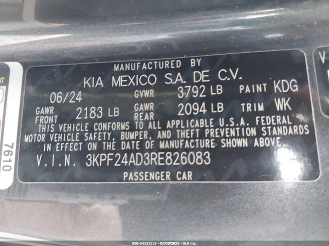3KPF24AD3RE826083 KIA Forte Lxs