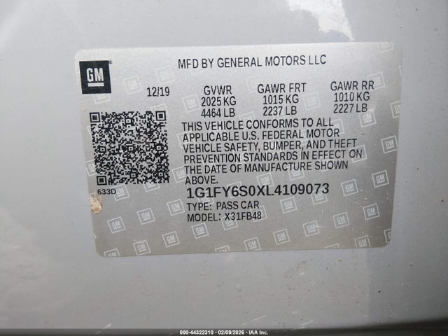1G1FY6S0XL4109073 Chevrolet Bolt Ev Fwd Lt