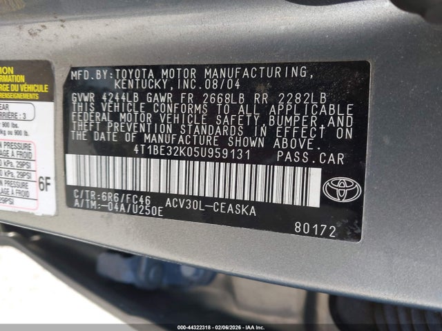 2005 TOYOTA CAMRY 4T1BE32K05U959131 Photo 8