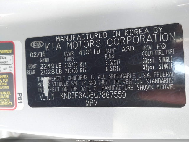 KIA SOUL + 2016 KNDJP3A56G7867559 Image 9